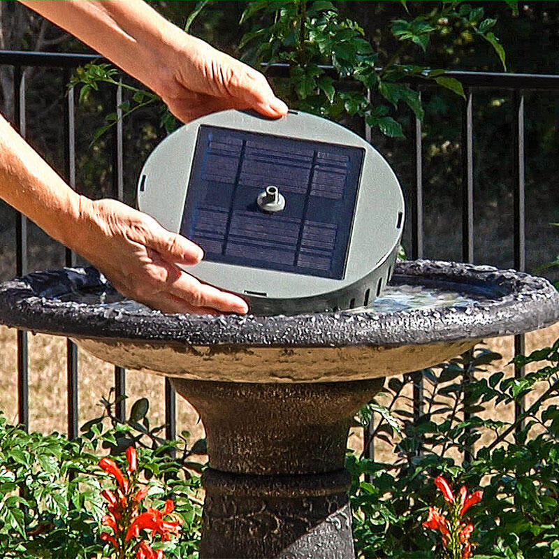 Solar powered fountains attract birds to bird baths